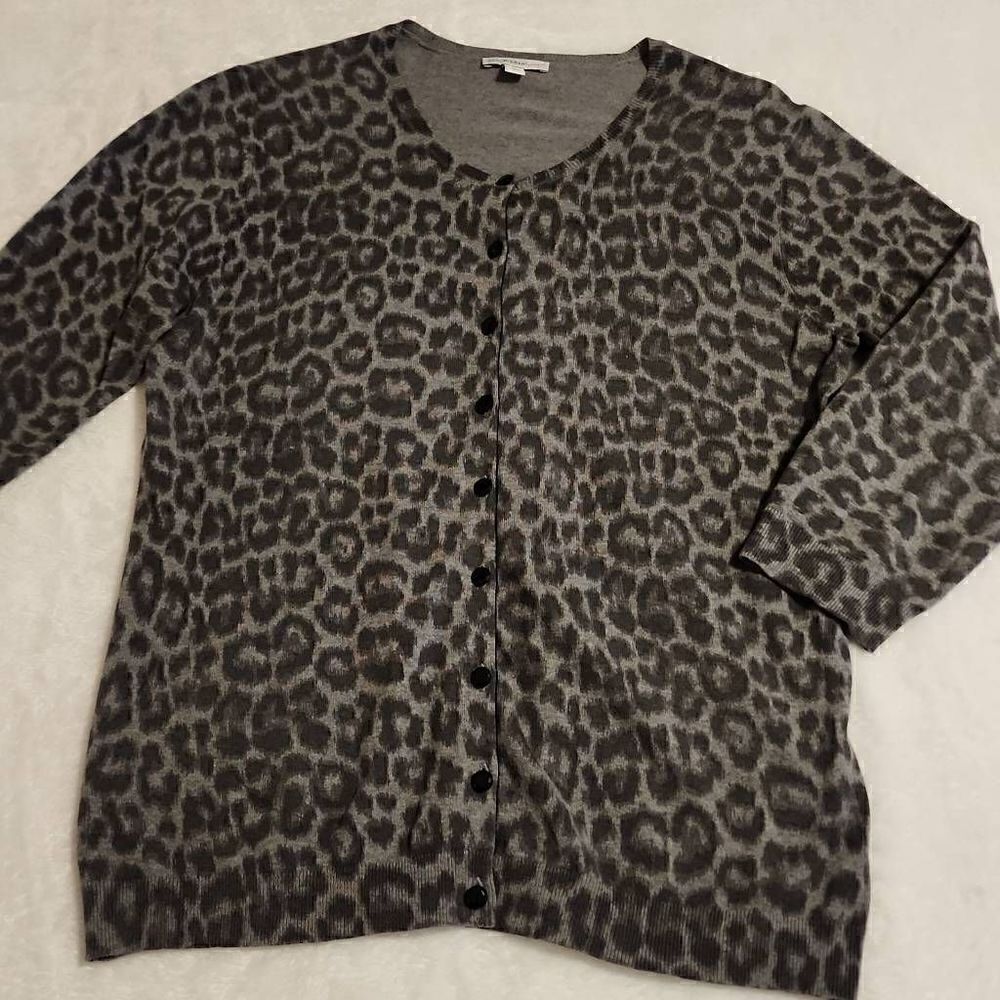 Issac Mizrahi Live Womens Animal Print Cardigan Size Large